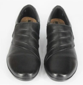 Clarks Everlay Heidi Size 8.5 Black Leather Monkstrap Wedge Loafers  - Picture 1 of 12