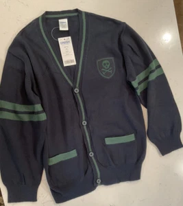 GYMBOREE NAVY BLUE/GREEN BOYS CARDIGAN W/SKULL AND CROSS BONES SZ M NWT - Picture 1 of 3