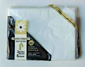 Vintage JC Penney Percale Penn Prest Fashion Manor Twin Fitted WHITE Sheet NOS - Picture 1 of 2