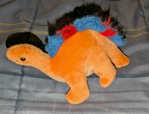 Vintage Baby Saurus Plush Dinosaur Tara Toy Corp. 1986 Orange Red & Blue - Picture 1 of 2