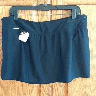 ZeroXposur NWT Women's Skirtini Swim Skirt Size 16W Black Zip Pocket UPF 30 - Image 1 of 4