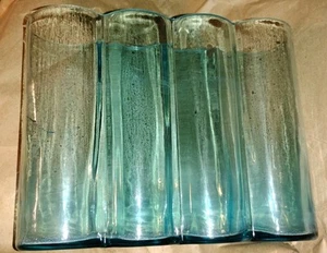 Alvar Aalto style (og?) semi-Savoy style 4 Vases in 1 Wave Blue Handblown Glass - Picture 1 of 7