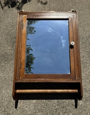 RARE Antique 1900s Hand Made Medicine Cabinet with Mirror Handcrafted Shelves - Image 1 of 4