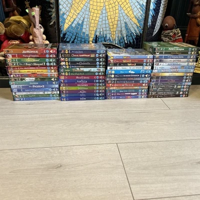 56 Disney DVD Bundle Aladdin Beauty beast Cinderella Jungle Classics Pixar Lot - Image 1 of 4
