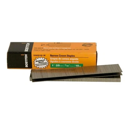 Stanley Bostitch 7/32 " W X 1 " L Stainless Steel Finish Staples 18 Ga. 1000 pk