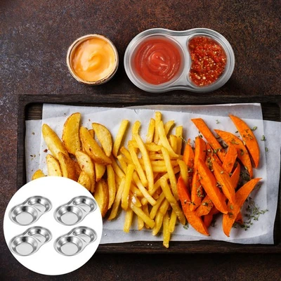  4 Pcs Lastre Di Acciaio Inox Piatti Da Portata Piatto Condimento - Immagine 1 di 4