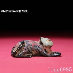 Statua gatto ricchezza fengshui intagliato dipinto giada hetian antica Cina 2,8" - Foto 1 di 9