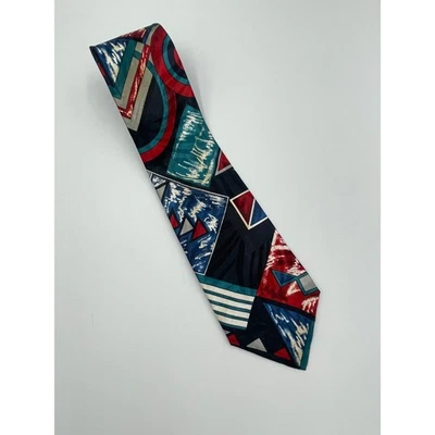 Vintage Haggar Geometric Necktie Multicolor Abstract 90s Retro - Image 1 of 2