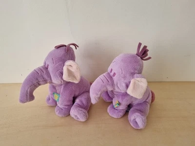 lot deux doudous peluche éléphant violet baby lumpy disney - Photo 1/3