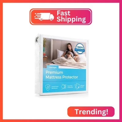 Водонепроницаемая защита для матраса Linenspa, полный размер — простыня на резинке, дыхательная система - Изображение 1 из 2