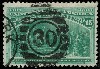 [v971] USA 1893 Scott#238 used 15¢ green COLUMBUS ISSUE cv:$72.50 - Image 1 of 3