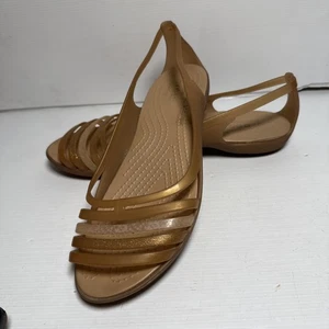 CROCS ISABELLA HUARACHE Jelly Strappy Flats  Bronze Women’s Size 10W - Picture 1 of 15