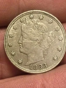 1883 No Cents Liberty V Nickel SCRATHES - Picture 1 of 2