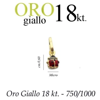 - SENZA MARCA//GENERICO - ciondolo regalo PORTAFORTUNA amuleto COCCINELLA oro 18kt. 750/1000 yellow gold