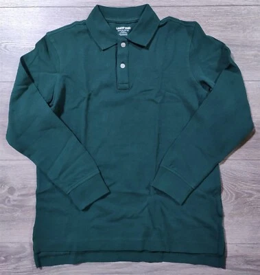 Lands End Polo Boys Size Medium 10-12 Green Long Sleeve Performance Mesh Kids - Image 1 of 4