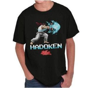 Street Fighter Hadoken Capcom Gamer Youth Crewneck T Shirts Boy or Girl - Picture 1 of 8