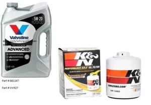 Valvoline 5W-20 Advanced Full Synthetic Engine Oil - 5 Quarts w/K&N Oil Filter - Picture 1 of 1