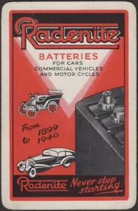 Tarjetas de juego Antigua Tarjeta Única * BATERÍAS DE COCHE DE MOTOR RADENITA Publicidad - Imagen 1 de 3