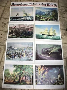 American Life in the 1800's 1968 Hammond School Poster Civil War railroad - Picture 1 of 1