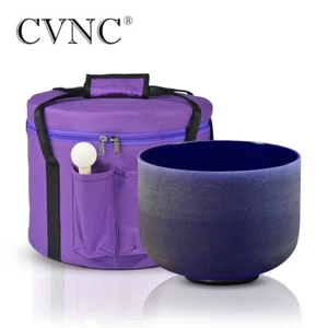 432Hz 10" A Indigo Colored Crystal Singing Bowl Third-eye Chakra with Carry Case - Picture 1 of 6