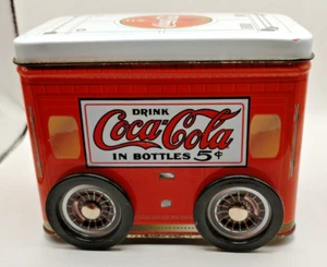 Vintage Coca Cola Rail Car Tin Box with Moving Wheels Collectible - Picture 1 of 10