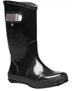 Bogs Rainboot Solid Kid's Rain Boots, Black, K9 - Picture 1 of 4