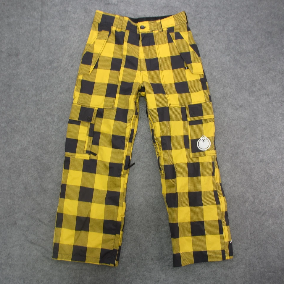 Pantalones de snowboard Nomis para hombre S amarillos a cuadros impermeables bolsillo de carga pantalones para nieve Foto 1 de 4