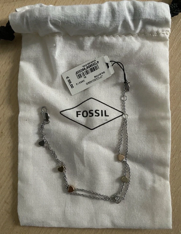 Fossil Tri-Tone Heart Damen Armband - Silber, Roségold, Gold (JF02854998) - Bild 1 von 1