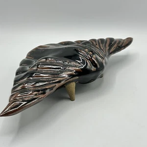 Earthenware Moth Pottery Sculpture Black Brown Insect Decor Ethereal Bohemian - Picture 1 of 12