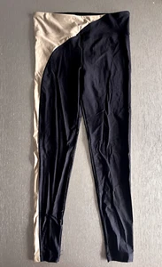 KORAL Chase High Rise Infinity Leggings Black/ Gold Size L Metallic Wet Look New - Picture 1 of 5