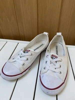 Converse All Star Ballett Spitzen Slip in weiß mit roten und blauen Streifen - UK 5,5 - Bild 1 von 4
