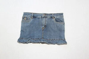 ROXY Girl Size 16 Blue Denim Jean Ruffled Hem Skort - Picture 1 of 10