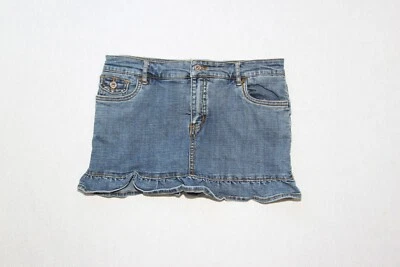 ROXY 女孩 16 码蓝色牛仔牛仔荷叶边下摆短裙 — 第 1/4 张图片