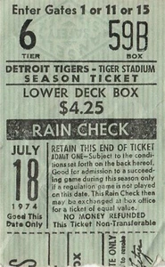 7-18-74 Twins at Tigers Baseball Ticket Stub Tiger Stadium Lower Deck Box - Picture 1 of 2