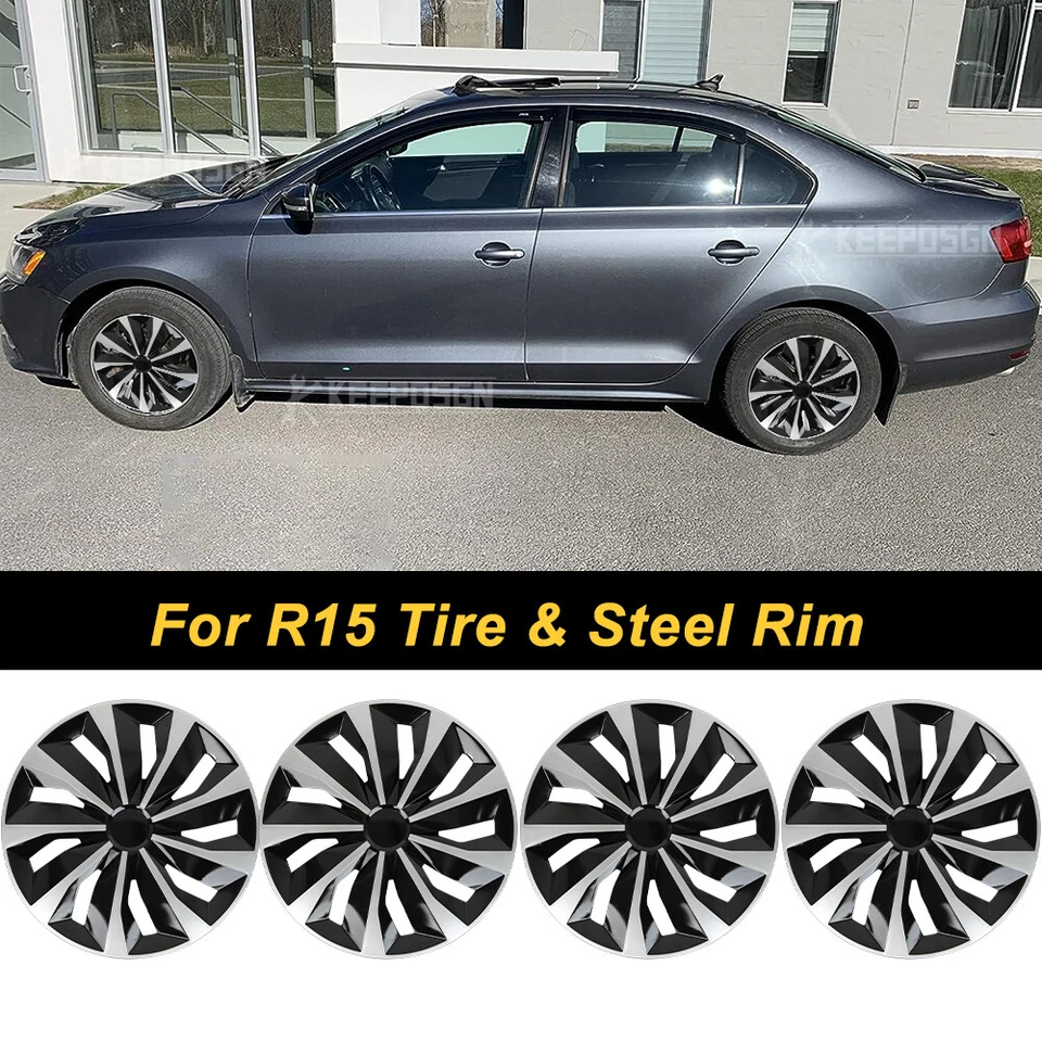 Juego de 4 cubiertas de rueda de 15" tapacubos a presión para Volkswagen Jetta 2015-2018 Foto 1 de 4