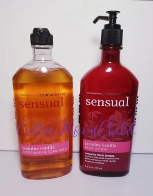 Bath & Body Works SENSUAL JASMINE VANILLA 身体乳液和沐浴露套装 全新,罕见 — 第 1/4 张图片