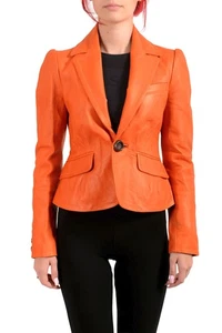 Dsquared2 Women's Orange 100% Leather One Button Blazer US S IT 40 - Picture 1 of 5