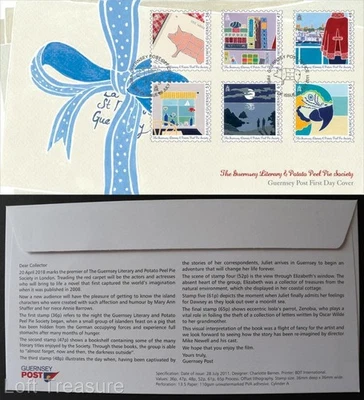 Guernsey Stamps: "Guernsey Literary & Potato Peel Pie Society" FDC 2018 — 第 1/3 张图片
