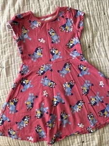 Girl Dress Size 6 Bluey Short Sleeves Summer Pink - Picture 1 of 4