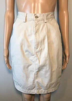 Vintage Eddie Bauer Women's Skirt Size 4 Tan Zip-Fly Pleated Pockets Knee Length - Image 1 of 4