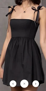 Commense Women’s Small Black Shirred Knotted Cami Short Dress-NWT - Picture 1 of 9