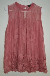 Worthington Damen XXL ärmelloses Top rosa Spitze gefüttert Schlüsselloch - Bild 1 von 6