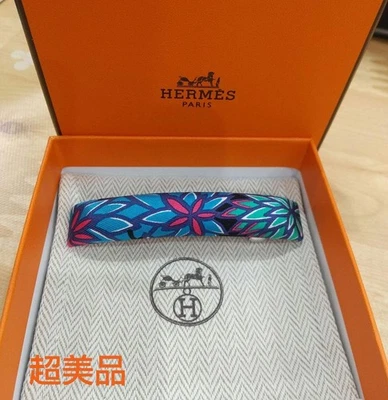 Hermes заколка заколка синий кожаный б/у подлинный шикарный аксессуар для волос - Изображение 1 из 4