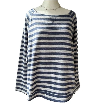 T By Talbots Athleisure Top Grande Morera Rayas Vellón Armario Grapa Cómodo Foto 1 de 4