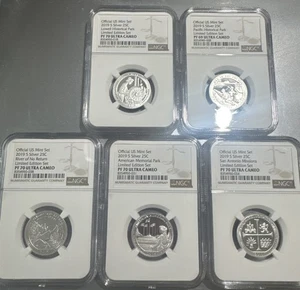 2019 S 25c First .999 Silver Quarters 5 Coin Set NGC PF 70 - Limited Edition Set - Picture 1 of 2
