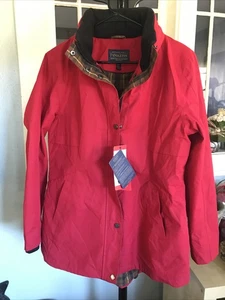 New Women's Red Pendleton Waterproof Rain Jacket Coat Hood M - Picture 1 of 9