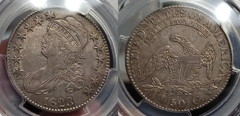 1823 Capped Bust Half Dollar 50c PCGS XF 45 Cover