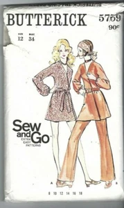 Butterick Sewing Pattern 5759, Vintage Kimono Sleeve Dress and Pants, Size 12 - Picture 1 of 2