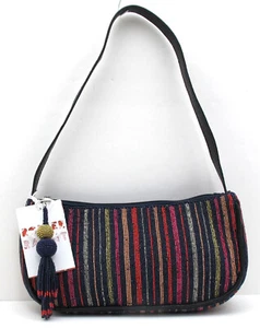 Authentische Schultertasche Schultertasche Kaninchen mit Perlenstreifen marineblau - Bild 1 von 8