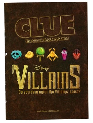 Disney Villains Clue Настольная Игра Запасная Часть ИНСТРУКЦИЯ ПО ЭКСПЛУАТАЦИИ - Изображение 1 из 2
